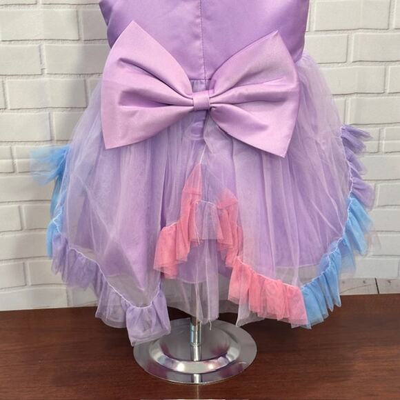 Elegant Princess Purple Party Dress Size 130 US 5T-6T Tulle Bow Sequin Dress - Picture 8 of 13
